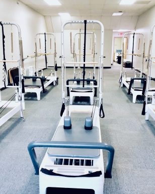 An empty Pilates studio before class.